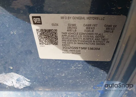 2024 Chevrolet Malibu Fwd Rs z USA, uszkodzony, nr VIN 1G1ZG5ST5RF156304